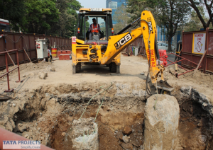 Pile cap excavation work