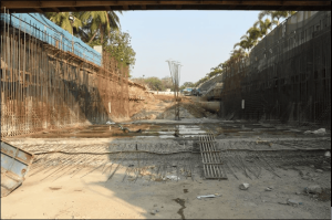 Underground ramp base slab progress